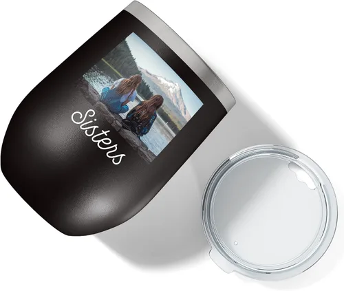 Vista 5 de Vaso de vino personalizado de 12 onzas (17 colores) para el Día de la Madre, con aislamiento térmico y recubrimiento en polvo, de acero inoxidable