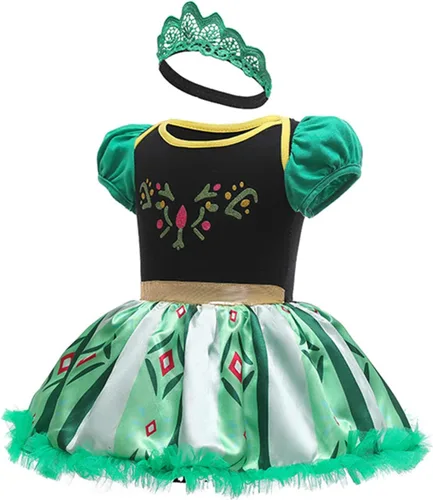 Vista 2 de Vestidos de princesa para niñas pequeñas, disfraz de mameluco para cumpleaños, Navidad, Halloween con diadema de 0 a 18 meses