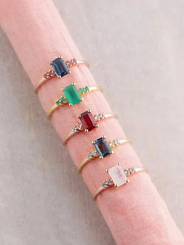 Vista 6 de YoTreasure Healing Crystal Citrine Ethiopian Opal Green Onyx London Blue Topaz Rhodolite Garnet Moonstone Tanzanite 10K YellowRose Gold Engagement