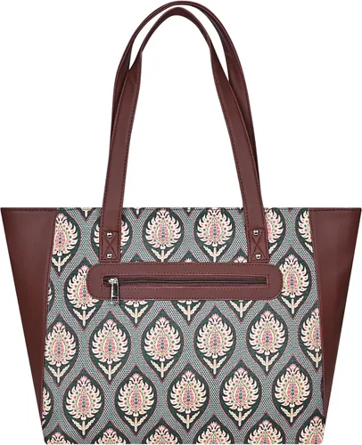 Vista 2 de Zyna - Bolso tote de cuero vegano y tela