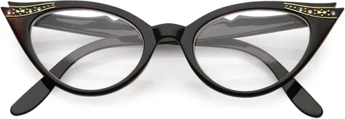 Vista 11 de zeroUV Gafas de ojo de gato con cristales transparentes con diamantes de imitación retro para mujer, 2.008 in