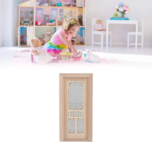 Vista 6 de 1:12 Mini modelo de muebles de casa de muñecas, puerta de pantalla para casa de muñecas, abedul para puertas de casa de muñecas DIY