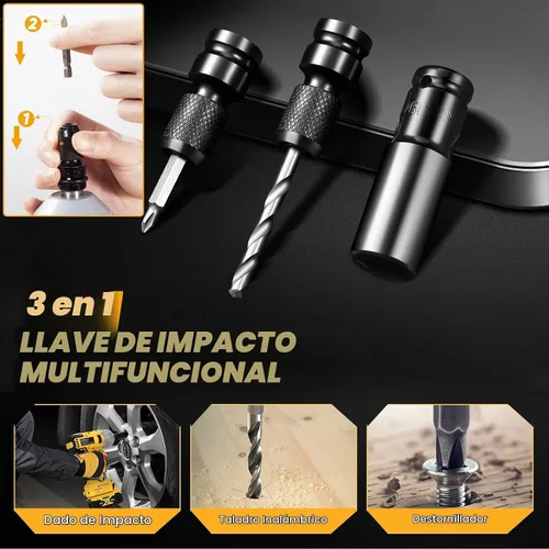 Vista 2 de Llave de impacto inalámbrica bellaDimora compatible con batería Dewalt de 20 V