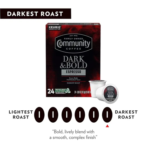 Vista 5 de Community Coffee Dark & Bold Espresso Roast - 12 cápsulas de café tostado extra oscuro, compatible con cafeteras Keurig 2.0 K-Cup, 12