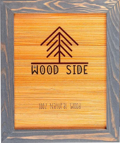 Vista 9 de Marco de fotos de madera rústica de 11 x 14 – 100% madera maciza natural ecológica envejecida para montaje en pared, color azul