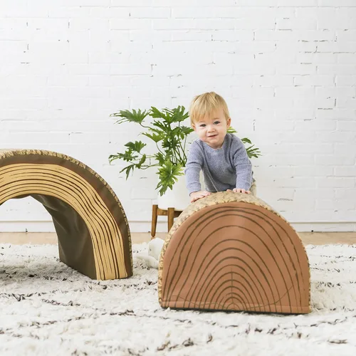 Vista 9 de ECR4Kids SoftZone - Túnel y escalador de árboles, juego para niños pequeños, chocolate, 2 piezas
