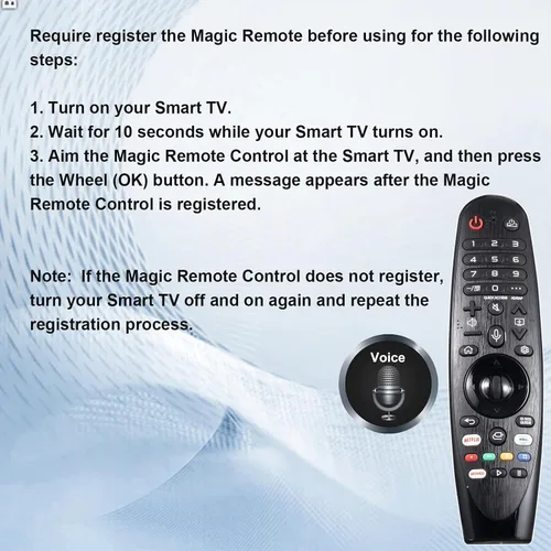 Vista 5 de Voice Magic - Control remoto para LG TV, control remoto universal para LG TV, Nanocell Webos, UHD, OLED, LED, LCD, HD, Smart TV, con puntero