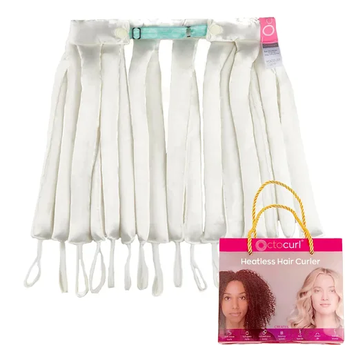 Vista 23 de Octocurl Diadema sin calor, rizadores de pelo para dormir, rizadores sin calor para cabello largo (algodón, rosa)