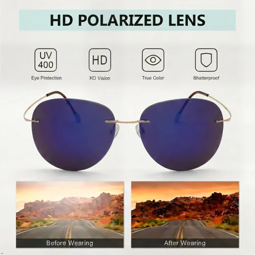 Vista 7 de Eyekepper Gafas de sol polarizadas con montura de titanio sin montura