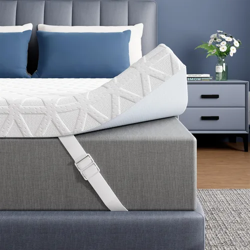 Vista 13 de ELEMUSE Cubrecolchón de espuma viscoelástica con diseño ventilado de 3 pulgadas, tamaño individual, almohadilla de espuma de remolino con gel