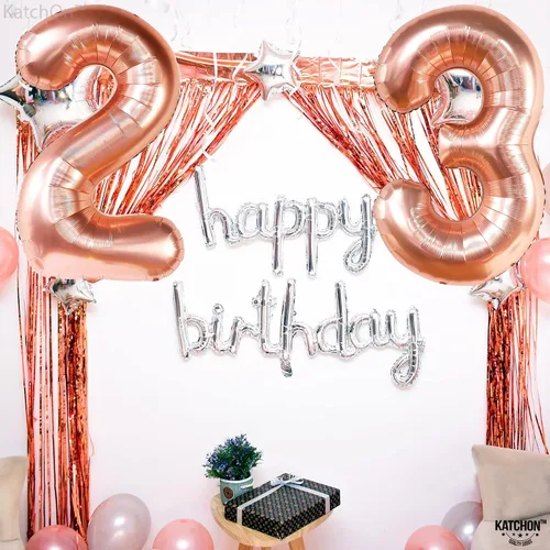 Vista 9 de KatchOn, Globos de oro rosa del 2 p de 40 pulgadas, 23 para decoraciones de cumpleaños número 23 y aniversario de mujer