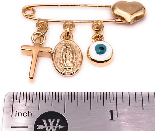 Vista 3 de LESLIE BOULES Broche chapado en oro para joyas religiosas y de protección para recién nacidos, Latón