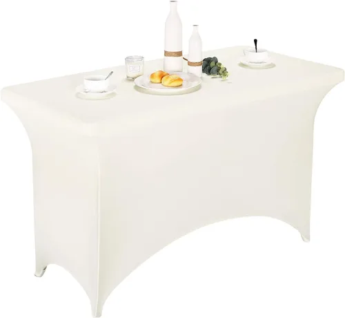 Vista 87 de LZY Cubierta de Mesa Elástica Ajustable de Spandex para Mesa Plegable de 6 pies, 4 pies o 8 pies, Mantel de Cóctel Rectangular, Perfecto para Champn