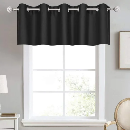 Vista 27 de DECOVSUN Cenefa de cortina opaca amarilla brillante para ventanas de cocina, cenefa opaca con ojales para dormitorio, cenefa corta y recta para sala