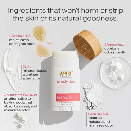 Vista 2 de RAW SUGAR Desodorante en barra sin aluminio, paquete Simply Deo (paquete de 3) desodorante de cuerpo entero para mujeres y hombres, formulado