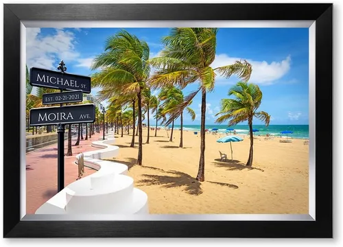 Vista 115 de IPIC - Personalized Framed Canvas with Custom Street Sign in Boston Personalized Street Signs with Names, Custom Canvas Print, Boston Sunset