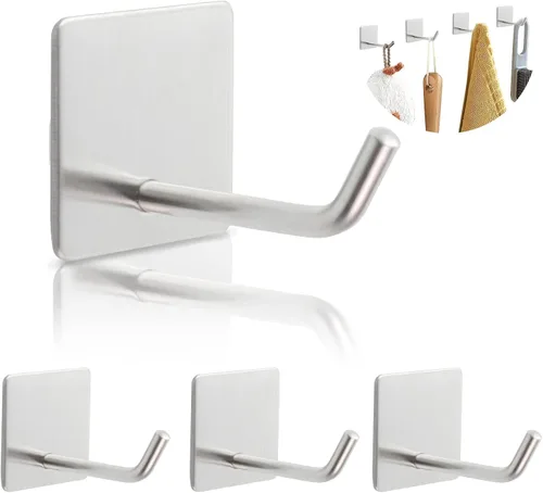 Vista 8 de Ganchos adhesivos resistentes, soporte largo de acero inoxidable para toallas de pared
