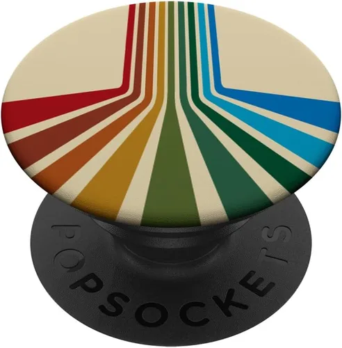 Vista 6 de PopSockets MagSafe PopGrip de estilo retro de los años 70 con diseño de rayas multicolor para iPhone