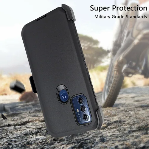 Vista 3 de Funda para Motorola Moto G Play (2023), Moto G Power (2022), con funda de clip para cinturón, protección de cuerpo completo resistente, protector