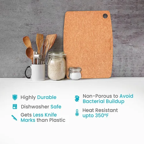Vista 8 de Tabla de cortar apta para lavavajillas para cocina, tabla de cortar grande de madera compuesta, delgada y ligera, resistente al calor, sin BPA