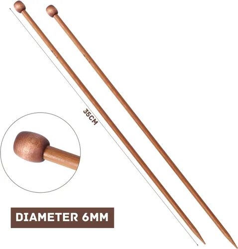Vista 2 de 2 agujas de tejer de bambú de una sola punta para tejer ganchillo suministros para principiantes hechos a mano proyectos de tejer DIY