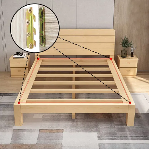 Vista 6 de Juego de 4 soportes para riel de cama, accesorios para marco de cama de madera, cabeceros de cama de 5 pulgadas (tornillos incluidos)