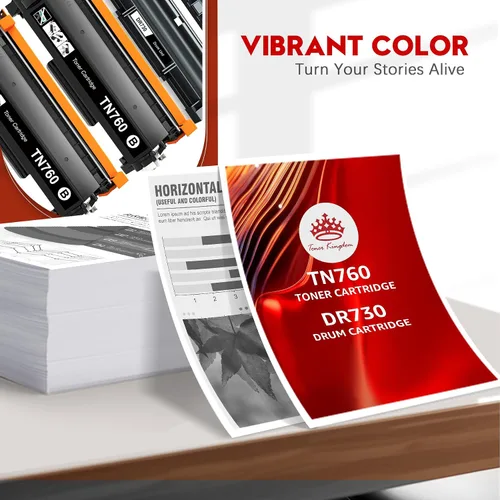 Vista 4 de Toner Kingdom Cartucho de tóner compatible TN760 y tambor DR730 para impresora Brother TN760 TN-760 TN730 TN-730 DR730 para impresora Brother