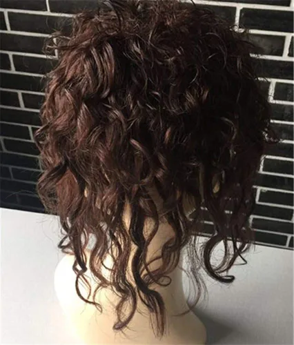 Vista 4 de Topper rizado ondulado para mujer, pieza de cabello sintético con clip, aspecto natural, peluca invisible para pérdida de cabello con flequillo