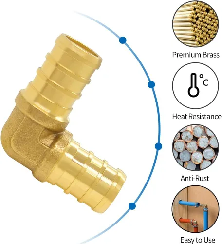 Vista 2 de Hooshing 9 unids 1/2 pulgada PEX 90 grados codo de latón sólido púas engarzado accesorios para trabajos de fontanería de tubería PEX