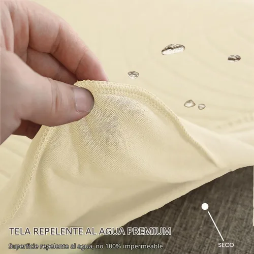 Vista 4 de Wingback - Funda para silla impermeable, funda de jacquard elástica (beige, 1 unidad)