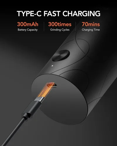 Vista 4 de FORLIM Juego de molinillo eléctrico de sal y pimienta, recargable por USB, molinillo automático de sal y pimienta con cubierta antipolvo, control