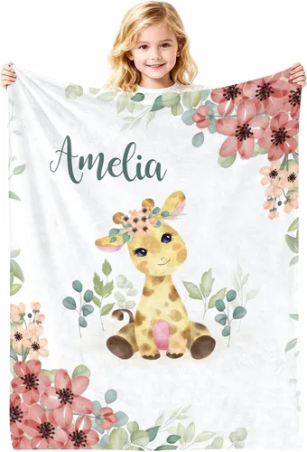 Vista 29 de Manta de bebé personalizada con nombre, cobijas de franela suaves y personalizadas con diseño de animales para recién nacidos, niños y niñas