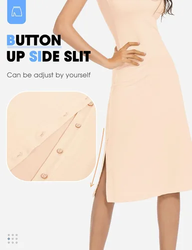 Vista 3 de MANCYFIT Vestido completo sin mangas para mujer, con tirantes delgados y abertura debajo de la camisola