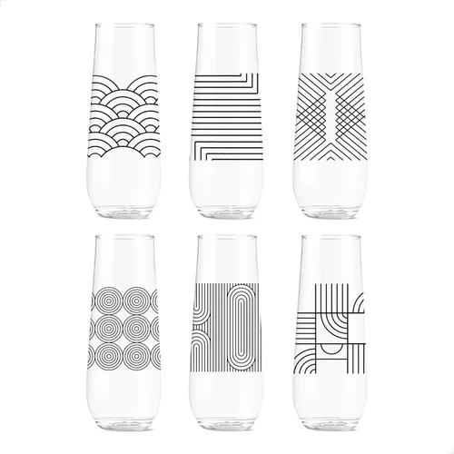 Vista 35 de TOSSWARE POP - Juego de 6 copas de champán con estampado de flauta de 9 onzas, de alta calidad, reciclables, irrompibles y de plástico transparente