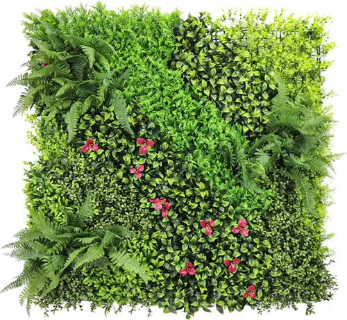 Vista 17 de E&K Panel de valla de plantas artificiales de 20 x 20 pulgadas, hojas sintéticas, césped, panel de privacidad para interiores y exteriores