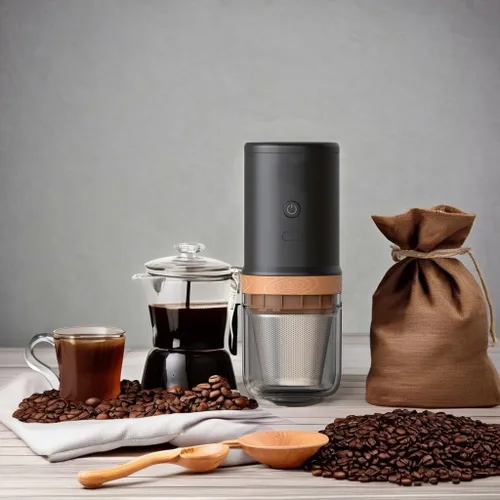 Vista 4 de Molinillo de café eléctrico compacto 2 en uno, núcleo de molienda de acero inoxidable SUS420, modelo de doble elaboración, una pulsación, molinillo