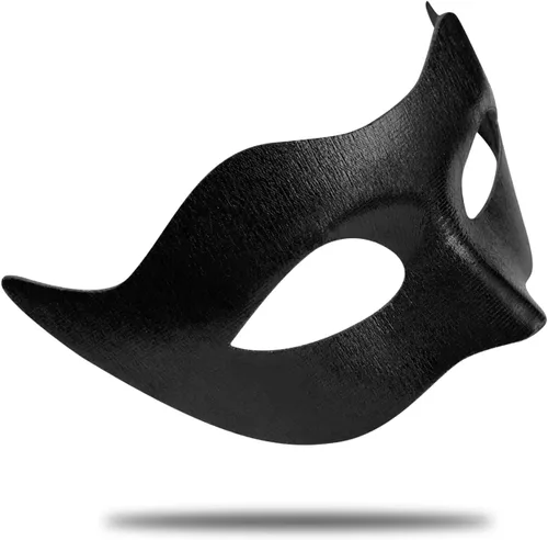 Vista 2 de Exlinonline Máscara de mascarada para hombres, máscara de Mardi Gras, para Halloween, fiesta veneciana, para hombre, diseño elegante negro