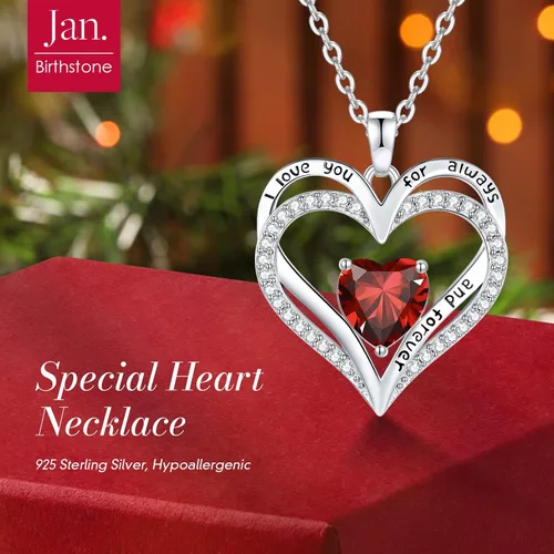 Vista 52 de CDE Collares de piedra natal para mujer, plata de ley 925, collar con colgante de corazón para siempre, Navidad, cumpleaños, aniversario, día de San