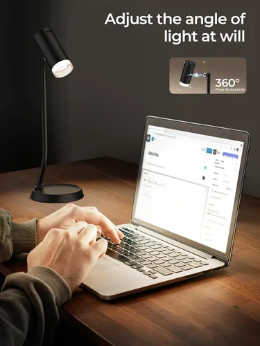 Vista 2 de PESUTEN Lámparas de mesa inalámbricas, luz de mesa portátil a pilas con cabezal de ángulo ajustable magnético, lámpara recargable de 5000 mAh