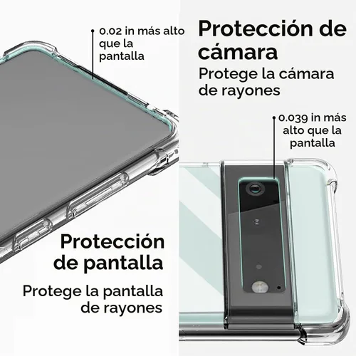 Vista 3 de KIOMY Funda para Google Pixel 6a, diseño híbrido con amortiguación de choques, cubierta protectora, parte trasera de PC rígida + bisel elevado