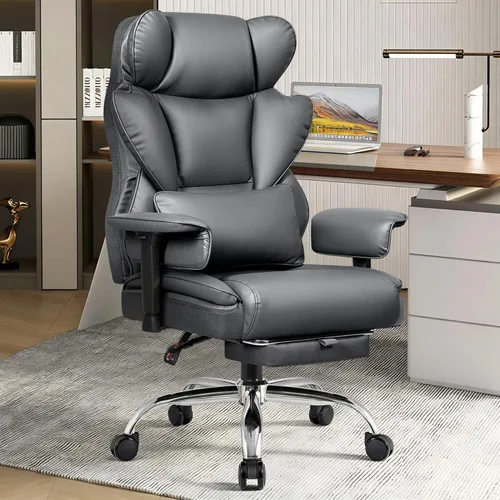 Vista 11 de BESTFAIR Silla de Oficina Grande y Alta - Silla Ejecutiva de Servicio Pesado 400 LBS con Soporte Lumbar y Reposapiés, Silla de Escritorio Ergonómica
