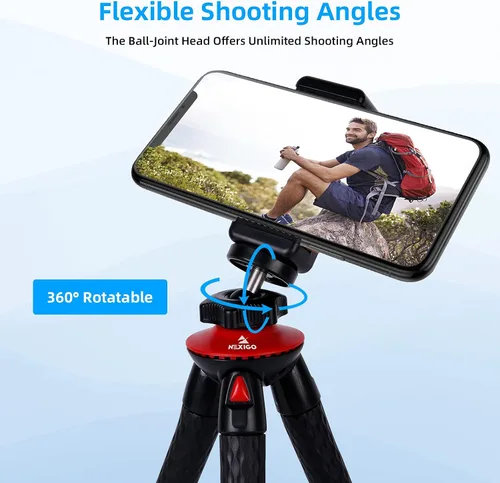 Vista 2 de Mini trípode para cámara/teléfono/cámara web, soporte de trípode de cámara flexible NexiGo, compatible con NexiGo Logitech Webcam C920 C922 Brio