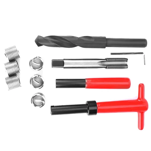 Vista 8 de Kit de reparación de rosca, 11 piezas, M16x1.5 de longitud 1.5D de acero inoxidable torcido, herramienta de inserción roscada, kit de reparación