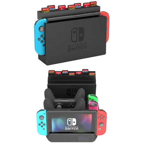 Vista 3 de Skywin Switch Charging Dock - Charging Dock and Game Holder for Switch Console, Joy-Con Controllers, Switch Pro Controllers, Charging Base and Up to