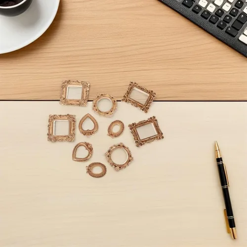 Vista 6 de 10pcs Tiny Golden Vintage Resin Picture Frames for DIY Crafts