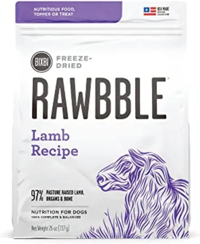 Vista 26 de BIXBI Rawbble - Alimento liofilizado para perros, receta de res, 4.5 onzas, 98% de carne y órganos, sin rellenos, comida cruda para perros apta