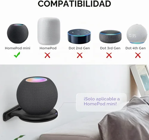 Vista 2 de AHASTYLE HomePod Mini Soporte de Pared ABS Soporte Accesorios Negro negro - 1pc