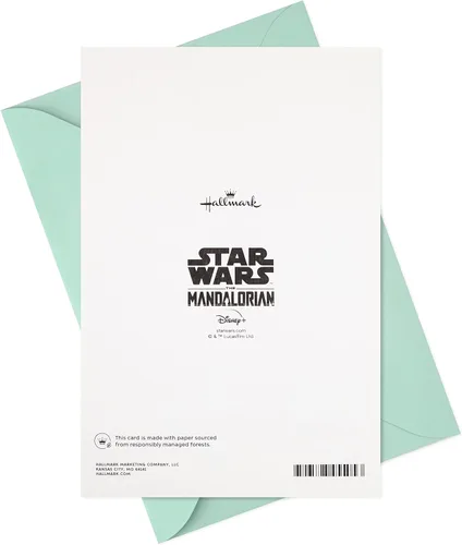 Vista 6 de Hallmark Tarjeta de Baby Shower de Star Wars para nuevos padres (Baby Yoda, La Fuerza es Fuerte) Bienvenido nuevo bebé, Felicitaciones, Revelación