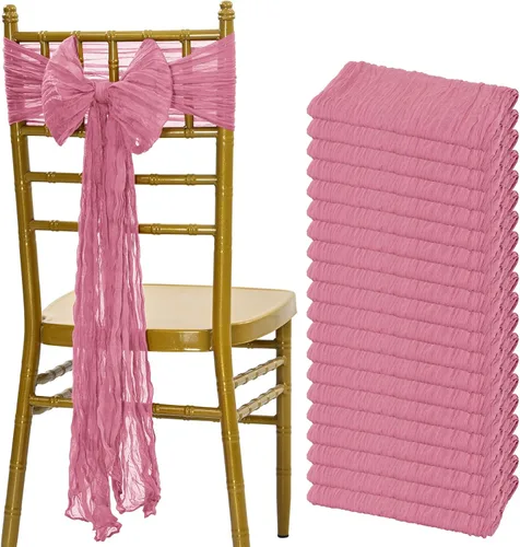 Vista 8 de Showgeous 20 bandas para silla, estopilla rústica, lazos decorativos diseñados para bodas, banquetes, fiestas, pasillo, decoración del hogar