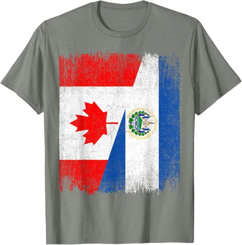 Vista 23 de Camiseta Half Canada El Salvador Flag Canadian Salvadoran Pride Roots